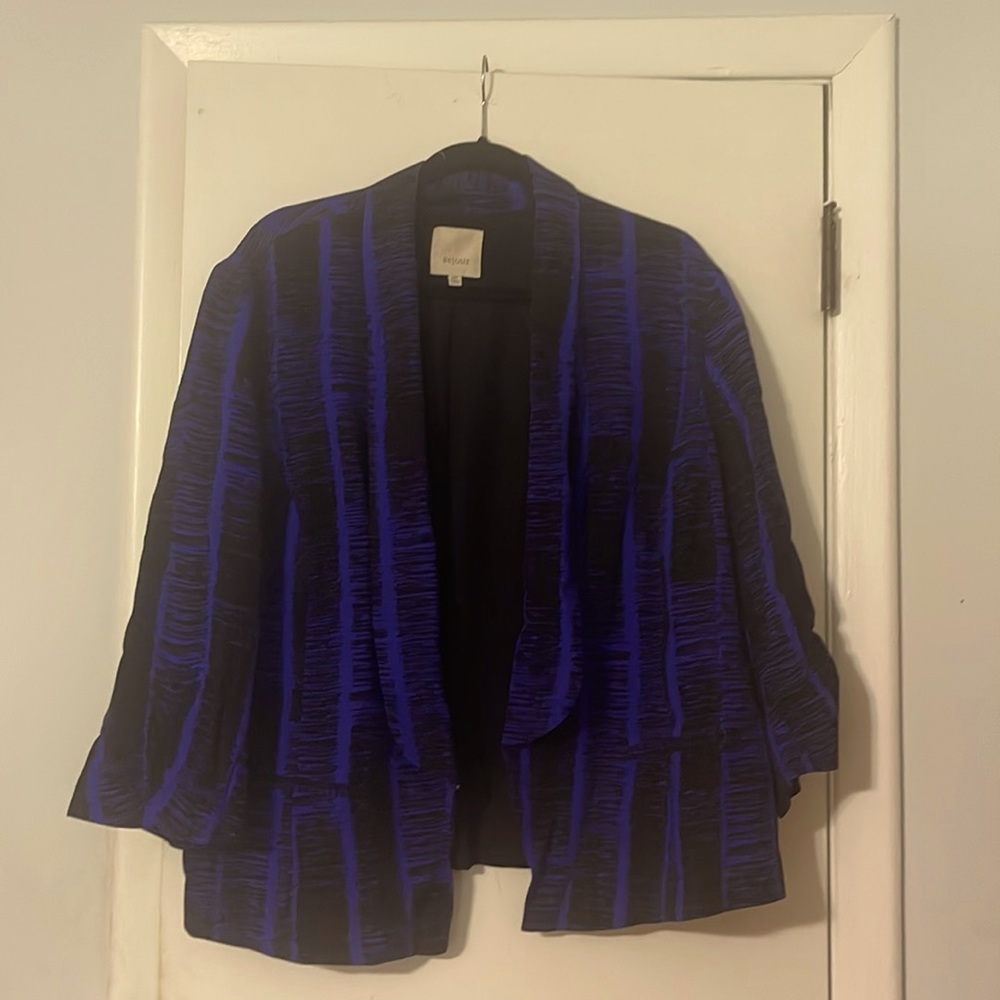 Stunning stylish cobalt and black abstract print Sejour jacket office lagenlook